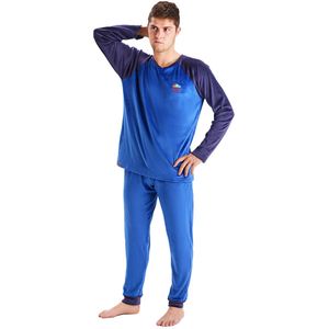 Fluwelen herenpyjama met lange mouwen en ronde hals MU3