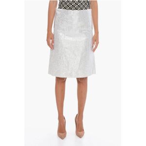 A-lijn rok met strass steentjes over het hele oppervlak in wit