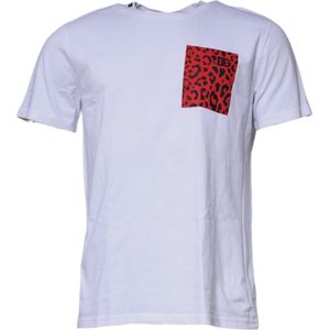 Dolce & Gabbana - Short Sleeve Crewneck T-shirt - Wit en Rood - Katoen