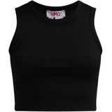 Mymo - Crop Top - Zwart - Geribbelde Look - Nauwsluitend