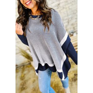 Gestreepte Poncho Met Lange Mouwen Trui