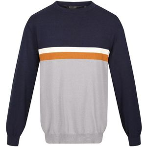 Regatta Heren Kaelen Colour Block Gebreide Trui (Marine / Stormgrijs) - Maat 2XL