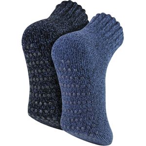 2-Pack Heren Slippersokken met Antislip | Warme Zachte Antislip Sokken