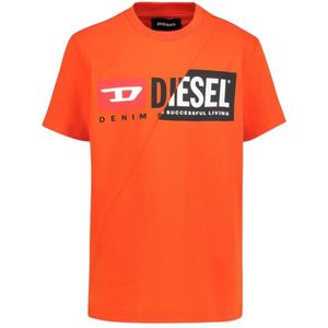 Diesel Cut merklogo Pittig oranje T-shirt