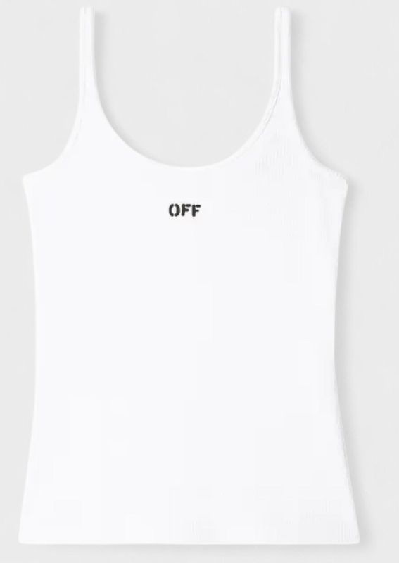 Off White, Dames, Tops, Wit, Maat: L Katoen,