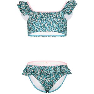 Orange Stars Crop Bikini Met Ruches Blauw/roze - Maat 10-11J / 140-146cm