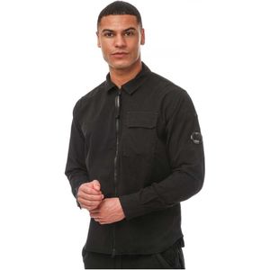 Men's C.P. Company Gabardine Zipped Shirt In Black - Maat XL