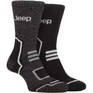 Heren Thermische Wintersokken | Jeep | Dikke Geribbelde Ontwerp Warme Gebreide Bote Socks | Chunky Prestatiesokken - Zwart / Antraciet