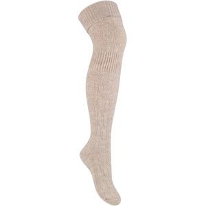 Steven - Dames 1 Paar Over De Knie Wol Sokken | Winter Warme Lange Sokken - Beige