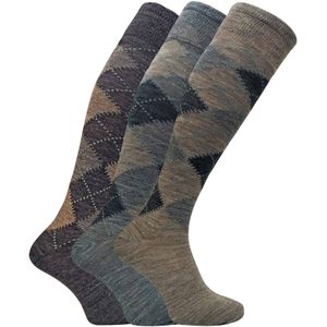 Argyle - Kniekousen - Bruin - Lamswol - Set van 3