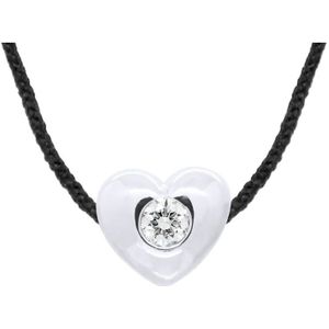 Diamond Necklace COEUR 0.050 CTS Nylon Black 925
