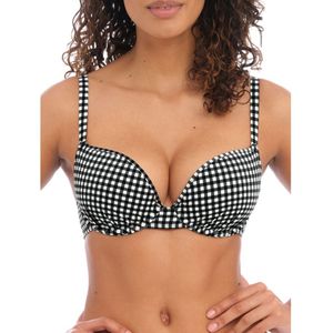 Freya Niet-voorgevormde Geruite Beugel Bikinitop Check In Zwart/wit - Maat 75D