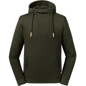 Russell Volwassenen Unisex Pure Organic High Collar Hooded Sweatshirt (Donkere Olijf)