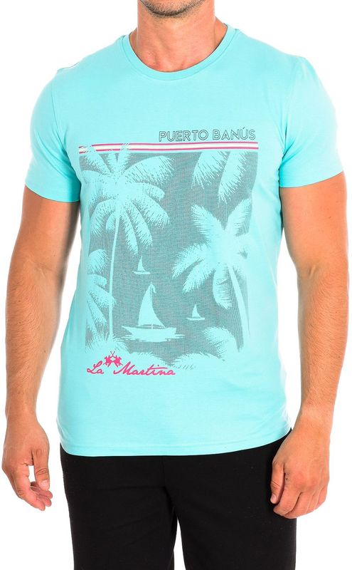 La Martina - TMR324-JS354 - T-shirt - Turquoise - Korte Mouwen
