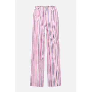 Fabienne Chapot Gestreepte High Waist Wide Leg Pantalon City Wide Stripe Trousers Roze/lila/wit - Maat M