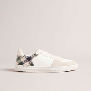 Ted Baker Barkerg Leather & Suede House Check Trainers in wit voor heren