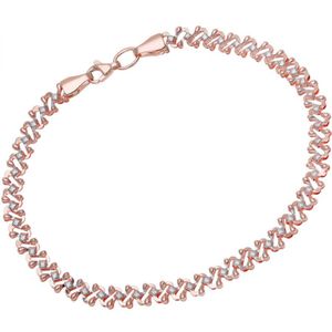 9ct rosé- en witgouden ovale schakelarmband met een lengte van 19 cm