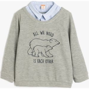 Koton SWEATSHIRTS Overhemdkraag met knopen Met gebruik van twee verschillende stoffen Sweatshirt