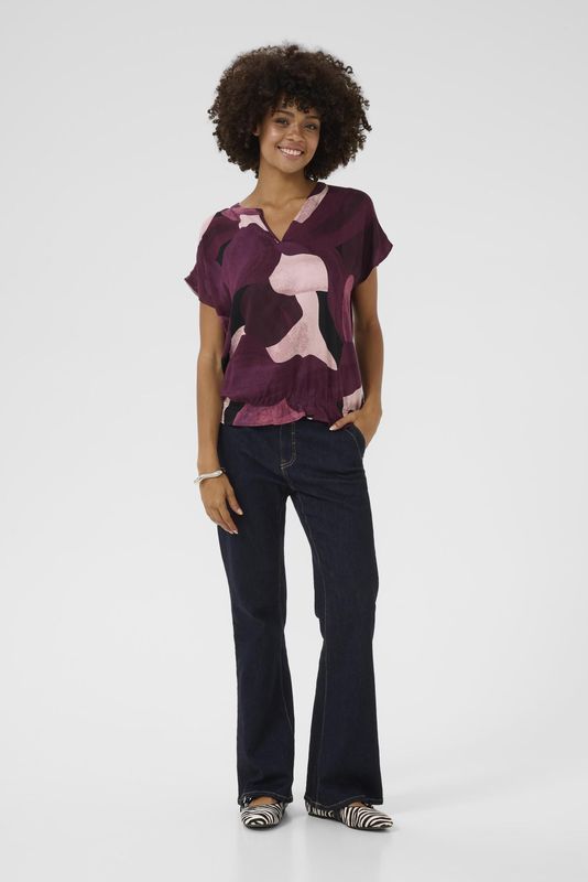 Blouse - Multicolour - CUdana Relaxed Fit - Korte Mouwen