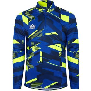 Umbro Heren Premier Graphic Print Warm Up Midlayer (Blauw/Geel)