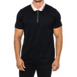 Karl Lagerfeld - Polo Shirt - Zwart - 100% Katoen - Korte Mouwen, Lapel Kraag met Ritssluiting