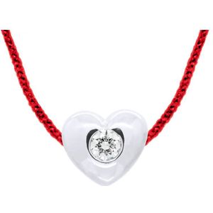Diamond Necklace COEUR 0.050 CTS Nylon Red 925