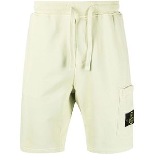 Stone Island Trainingsshort Met Kompaspatch In Limoengroen - Maat L