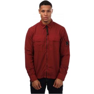 Men's C.P. Company Tayon L Ziped Shirt In Red - Maat L