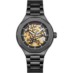 Met de hand gemonteerd, limited edition Sports Skeleton Black-horloge van Anthony James - garantietermijn van 5 jaar