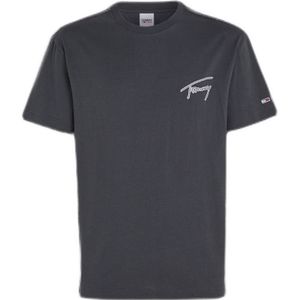 Tommy Hilfiger Signature-T-shirt Voor Heren, Grijs - Maat S
