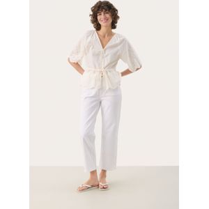 Blouse - Effen - Katoen - Halve Mouw - Normale Pasvorm