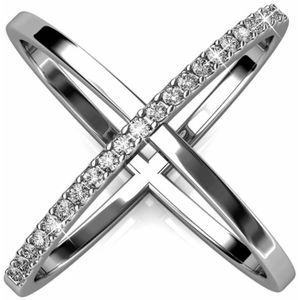 X Duo ring - Oostenrijks kristal
