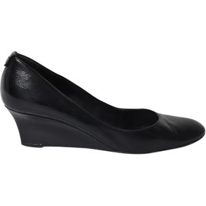 Gucci In elkaar grijpende G Wedge Court Hakken in Zwart Leer