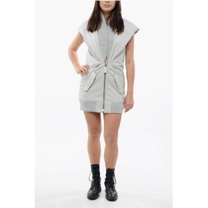 Gewatteerde ARTIC minijurk met maxi-rits aan de voorkant in grijs