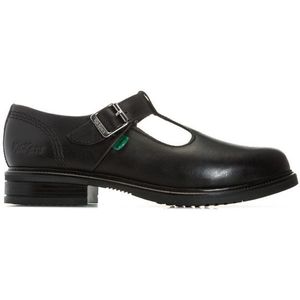 Girl's Kickers Junior Lach T-Bar Leather Shoes in Black