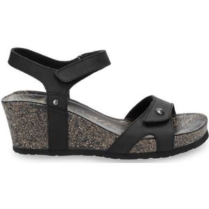 Panama Jack - Julia B1 - Leren Sandalen - Zwart - Sleehak 6 cm