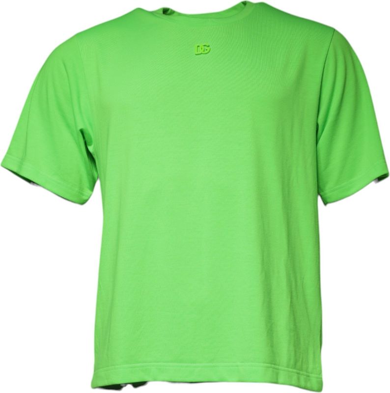 Dolce & Gabbana - T-shirt - Groen - Round Neck - 100% Polyester