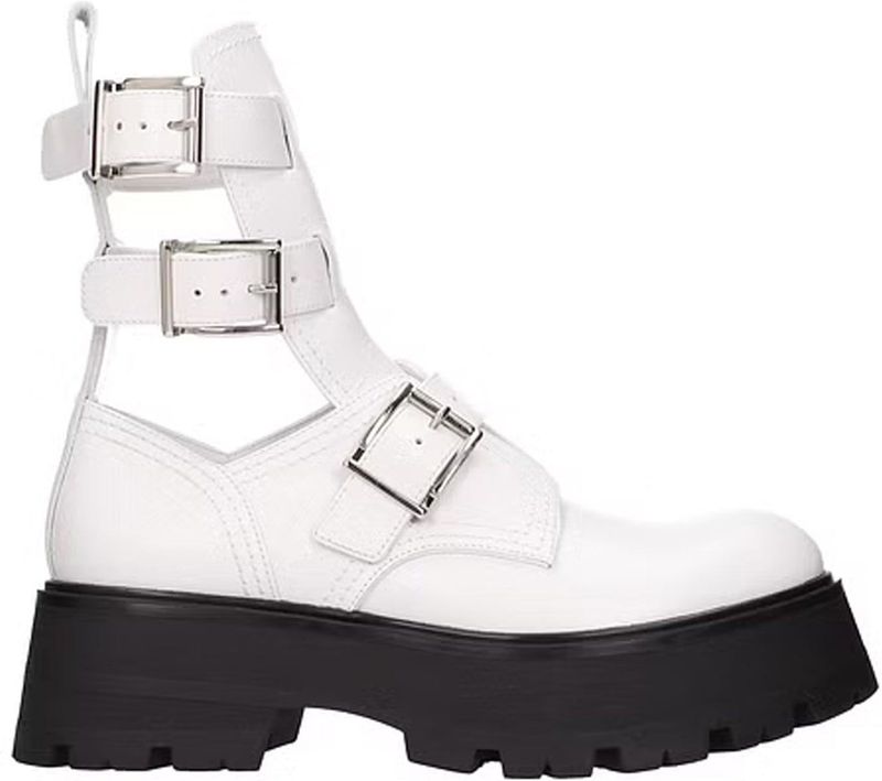 Alexander McQueen - Enkellaarsjes - Wit - Kalfleer - 6 cm Hak