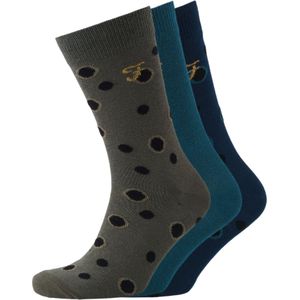 Farah Heren Norton Sokken (Pak van 3) (Mosgroen/Korenbloemblauw)