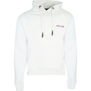 Witte Hoody Van Roberto Cavalli Met Luipaardlogo - Maat M