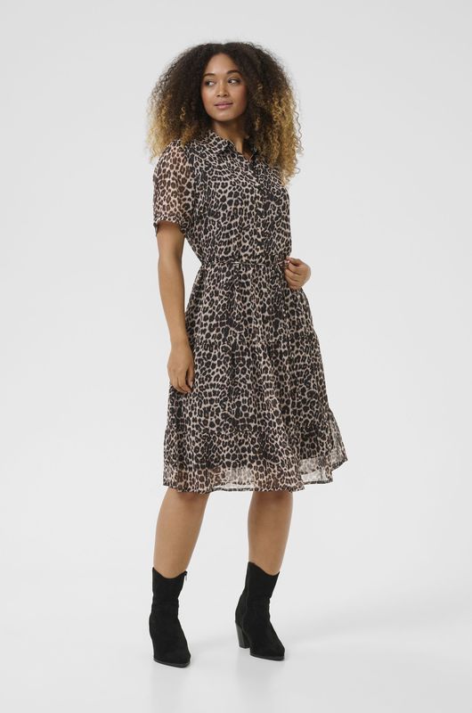 Cream - Blousejurk - Beige - Dierenprint - Aansluitende Pasvorm