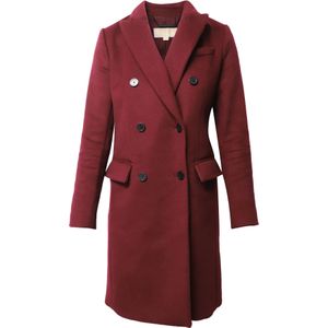 Michael Kors Dubbelgeknoopte Viltjas in Bordeauxtint Wol