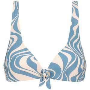 Beachlife voorgevormde push-up bikinitop beige/blauw