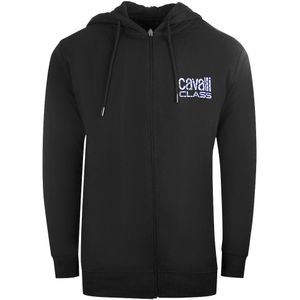 Cavalli Class - Hoodie - Zwart - Gebloemd Vet Logo - Met Rits