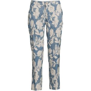 ROSNER Cropped Tapered Fit Broek May Met Linnen En All Over Print Blauw/beige - Maat 28/28