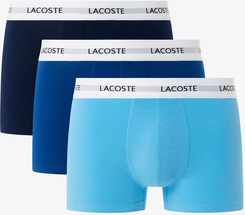 Heren Lacoste 3-Pack Stretch Katoenen Trunks in Blauw