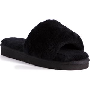 Wooli Australia - Fluff Slippers - Zwart - Schapenvacht