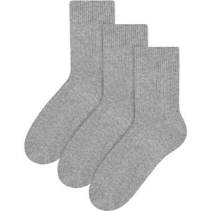 Steven - 3 Paar Multipack Dames Wol Gebreide Sokken | Warme Kousen Jurk Sokken - Grijs - Maat 40 - 42