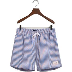 Gant Heren Seeksucker Classic Zwemshort (Blauw/Wit/Rood)