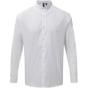 Premier Heren Overhemd Met Lange Mouwen Met Opa-kraag (Wit) - Maat 3XL